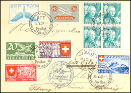10803 1939, "SWISSAIR EUROPAFLUG NORD Schweizerische Landesausstellung" Luftpostbrief Mit MiNr. 184 Z, 189 Z II, 331 Rec - Sonstige & Ohne Zuordnung