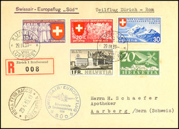 10804 1939, "SWISSAIR EUROPAFLUG SÜD Schweizerische Landesausstellung" Luftpost-R-Brief Mit MiNr. 231 Z, 324 U. 335/337  - Autres & Non Classés