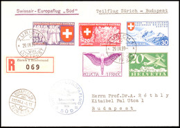 10805 1939, "SWISSAIR EUROPAFLUG SÜD Schweizerische Landesausstellung" Luftpost-R-Brief Mit MiNr.191 Z, 213 Z U. 341/343 - Altri & Non Classificati