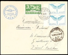 10806 1939, "SWISSAIR-EUROPAFLUG SÜD Schweizerische Landesausstellung", Flugpostbrief Nach Bukarest/Rumänien, Katalog: 1 - Autres & Non Classés
