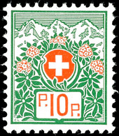 10820 1911, 10 C. Alpenrosen Ohne Kontrollnummer Auf Gestrichenem Papier Mit Geriffelter Gummierung, Tadellos Postfrisch - Franchise