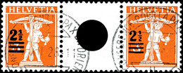 10847 2 1/2 A. 5 C. Tellknabe Im Zwischenstegpaar, Sauber Rundgestempelt, Mi. 180.-, Katalog: WZ12A O - Zusammendrucke