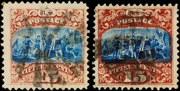 10942 15 C. Rotbraun/blau, Type I (gepr. Bühler) Und II, Je Tadellos, Gestempelt (Scott:118/19), MI. 820,-, Katalog: 32I - Sonstige & Ohne Zuordnung