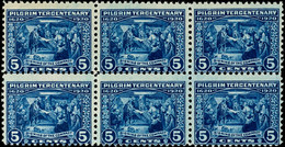 10946 5 C. Blau, 300. Jahrestag Der Landung Der Pilgerväter 1920, Im Postfrischen Sechserblock. Eine Imposante Einheit,  - Sonstige & Ohne Zuordnung