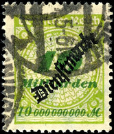 11806 2, 5 Und 10 Mrd. Mark "Schlangenaufdruck" Tadellos Gestempelt, Gepr. Infla, Mi. 440.-, Katalog: 84/86 O - Autres & Non Classés