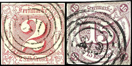 11949 1/4 Sgr Bis 3 Sgr Und 1 Kr Bis 15 Kr Tadellos Gestempelt (15 Kr Gepr. Richter, Tust), Mi. 515.-, Katalog: 13-17, 2 - Other & Unclassified