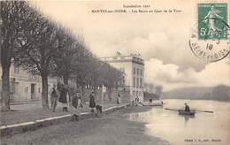 78-MANTES- INONDATION 1910, LES BAINS AU QUAI DE LA TOUR - Mantes La Jolie