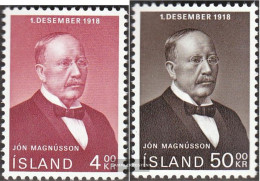 Iceland 424-425 (complete Issue) Unmounted Mint / Never Hinged 1968 50 Years Independence - Unused Stamps