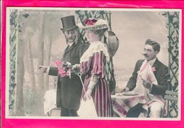 Cpa Carte Postale Ancienne  - Fantaisie Couple Dejeuners  De Printemps - Parejas
