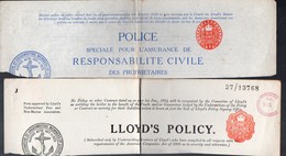 Deux Entêtes  LLOYDS Avec Timbres Secs Six Pence / One Shilling 1924 (PPP13485) - Fiscali