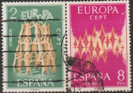 CEPT EUROPA 1972 USED  COMPLETE SET FROM  SPAIN. ALLEGORY /  COMMUNICATION - 1972