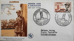 Enveloppe 1er Jour ALGERIE 1956 - Journée LECLERC - Affr. N° 338 Y & T - Colomb-Bechar Daté Le 28.11.1956 -TBE - FDC