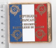 DRAPEAU 7° RAMA REGIMENT D' ARTILLERIE DE MARINE  En Métal Doré - Flaggen