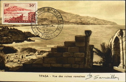 CP. Philatélique ALGERIE 1955 - Bi-Millénaire De TIPASA - Illustr. Signée - Affr. N° 327 Y & T - Daté Le 28.5.1955 -TBE - FDC