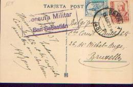 Carte Postale Ayant Circulé De SAN SEBASTIAN à BRUXELLES Avec Cachet De Censure (15/04/1937) - Cartas & Documentos