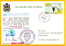Ballonpost 1980 Carte Postal Illustre Par Ballon De Codrington - Barbuda (...-1981)