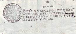 1752-PS-11 BX46 CUBA ANTILLES SPAIN PUERTO RICO REVENUE PAPER 1752-53  SELLO 4to ESPAÑA - Postage Due