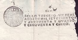 1754-PS-10 BX37 CUBA ANTILLES SPAIN PUERTO RICO REVENUE PAPER 1754-55 SELLO 3ro ESPAÑA UNUSED RARE - Segnatasse