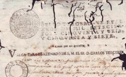 1761-PS-12 BX41 CUBA ANTILLES SPAIN PUERTO RICO REVENUE PAPER 1761 CARLOS III SURCHARGE - Postage Due