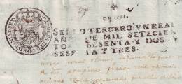 1762-PS-10 BX6592 CUBA ANTILLES SPAIN PUERTO RICO SEALLED PAPER REVENUE 1762-3 3RO ESPAÑA PAPEL SELLADO - Timbres-taxe