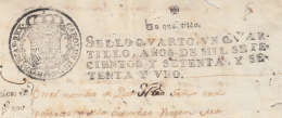 1770-PS-10 BX1042 CUBA ANTILLES SPAIN ESPAÑA SEALLED PAPER REVENUE 1770-71. SELLO CUARTO - Postage Due