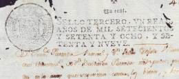 1778-PS-12 BX6599 CUBA SPAIN PUERTO RICO SEALLED PAPER 1778-9 3RO ESPAÑA PAPEL SELLADO - Impuestos