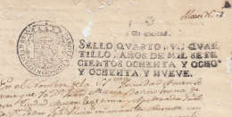 1788-PS-12 BX1055 CUBA SPAIN ESPAÑA SEALLED PAPER 1788-89 .SELLO CUARTO - Segnatasse