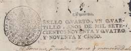 1794-PS-12 BX146 CUBA SPAIN ESPAÑA PAPEL SELLADO 1794-95 SELLO 4to REVENUE PAPER - Segnatasse