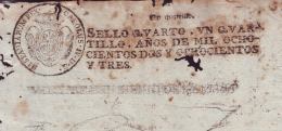 1804-PS-52 BX25 CUBA SPAIN PUERTO RICO REVENUE PAPER 1804-05 4to - Timbres-taxe