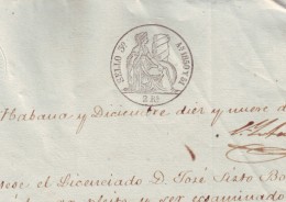 1850-PS-50 BX219 CUBA SPAIN ESPAÑA PAPEL SELLADO 1850-51 SELLO 3RO REVENUE PAPER - Postage Due