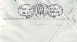 1834-PS-50 BX199 CUBA SPAIN ESPAÑA PAPEL SELLADO 1834-35 SELLO 3RO PUERTO RICO UNUSED SEALLED PAPER. RARE. HABILITADO IS - Impuestos