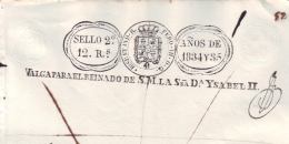 1834-PS-51 BX198 CUBA SPAIN ESPAÑA PAPEL SELLADO 1834-35 SELLO 2DO PUERTO RICO UNUSED SEALLED PAPER. RARE. HABILITADO IS - Impuestos