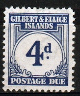 Gilbert And Ellice Islands 1940 Postage Due 4d Stamp In Mounted Mint Condition. - Gilbert & Ellice Islands (...-1979)