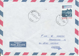 Norway Air Mail Cover Sent To Denmark Sandstad 26-7-1989 Single Franked - Storia Postale
