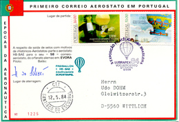 Ballonpost 1984 Carte Postal Illustre Par Ballon De Evora - Cartas & Documentos