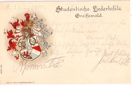 GREIFSWALD Studentika Studentica Studentische Liedertafel Gold Prägedruck Couleur Lithokarte 29.7.1905 Gelaufen - Greifswald