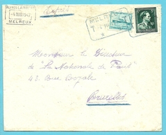 724P+725 Op Brief Per EXPRES Met BLAUWE !! Telegraafstempel MELREUX - 1946 -10%