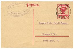 Germany 1919 10pf National Assembly Postal Card Leipzig-Plagwitz To Plauen I / V - Briefkaarten