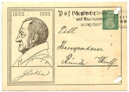 Germany 1932 Goethe Postal Card Altenburg To Bünde - Cartoline