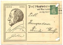 Germany 1932 Goethe Postal Card Altenburg To Bünde - Cartes Postales