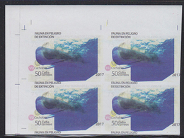 CUBA 2017 Fat Whale 50P CORNER.IMPERF.PAIR ERROR:blurry Print - Colibríes