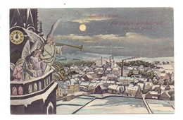 0-9417 ZWÖNITZ, Neujahrskarte 1911, Trompeten-Engel - Zwoenitz