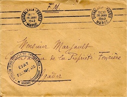 1942- Lettre En F M De Casablanca  Avec Cachet ETAT FRANCAIS - Direction Territoriale De Casablanca - Lettres & Documents