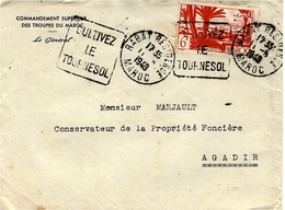 1949- Lettre  Affr. 6 F Oblit. Daguin  De Rabat Résidence  " CULTIVEZ / LE / TOURNESOL " - Lettres & Documents