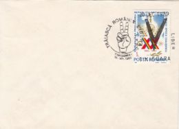 71648- REPUBLIC ANNIVERSARY, OVERPRINT V- VICTORY, 1989 REVOLUTION, STAMP AND SPECIAL POSTMARK ON COVER, 1990, ROMANINIA - Cartas & Documentos