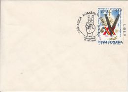 71655- REPUBLIC ANNIVERSARY, OVERPRINT V- VICTORY, 1989 REVOLUTION, STAMP AND SPECIAL POSTMARK ON COVER, 1990, ROMANIA - Covers & Documents