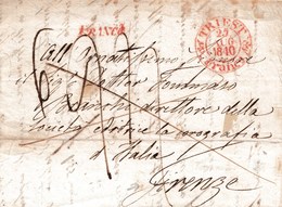 AUSTRIA40 - Lettera "Franca" Da Trieste A Firenze Del 1840 , P.D. Fino Al Confine, Tassata 24 Crazie In Arrivo - ...-1850 Préphilatélie