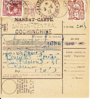 < Mandat Carte Saigon Central Cochinchine Départ  2 9 1932 .. Cent Francs Arrivée Paris 3 10 1932 - Cartas & Documentos