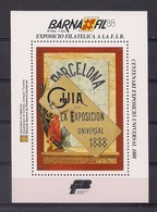 ESPAÑA 1988 - HOJITA RECUERDO GENERALITAT DE CATALUNYA BARNAFIL 88 - GUIA EXPOSICION 1888 - Feuillets Souvenir