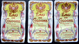 TROIS ETIQUETTES DE PARFUM ANCIENNES RUSSIA  PERFUME EAU DE COLOGNE RUSSE MABBOUD ET GIRARD  TRES BON ETAT - Etichette